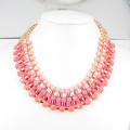 891024-203 Pink Beads Necklace in Gold